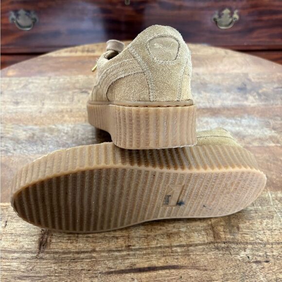 Tan Athletic Shoes with Platform Sole and Suede Finish - Picture 9 of 9